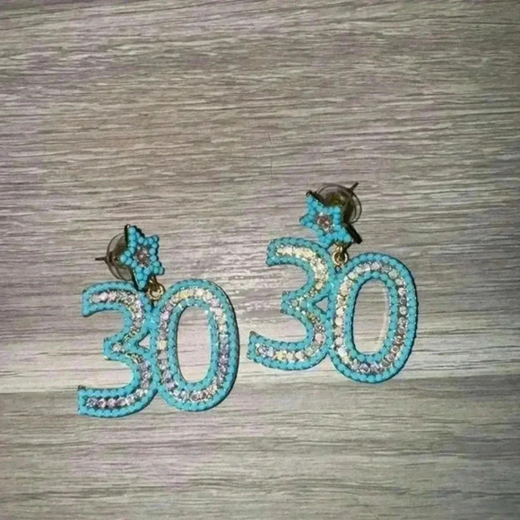 None Jewelry - Blue&silver rhinestone earrings